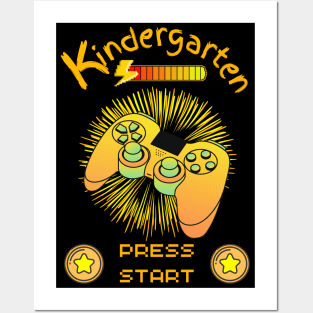 Kindergarten Press Start - Game Controller Black Posters and Art